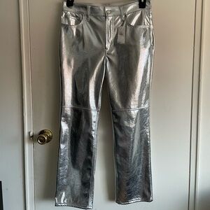 Petite GAP Cheeky Straight High Rise Pants 29P / 8P - Metallic Silver